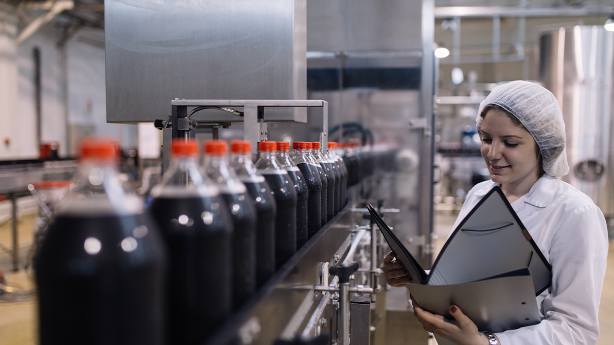 Coca-Cola production line at the Grigny plant in France